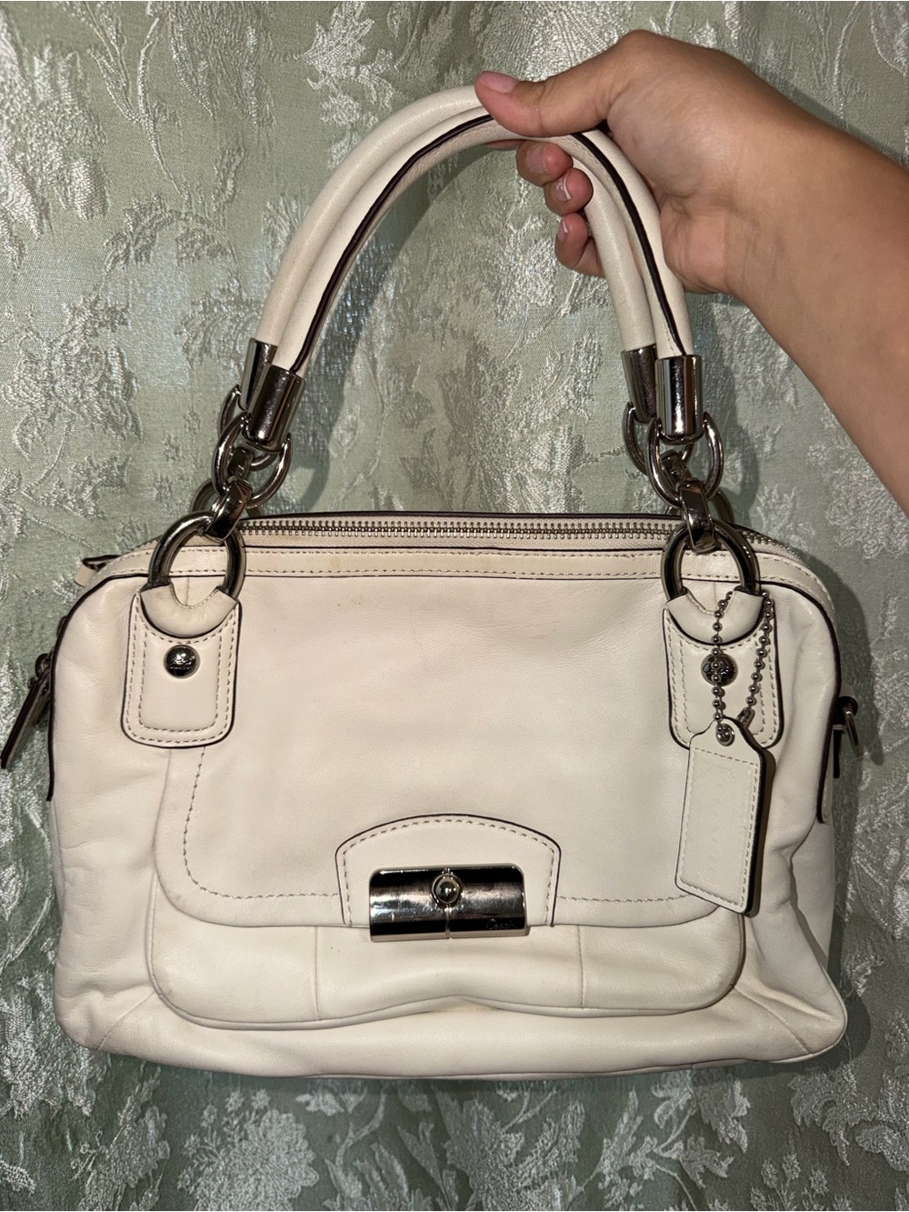 Coach Kristin Leather Satchel‎ in Chalk (Ivory)